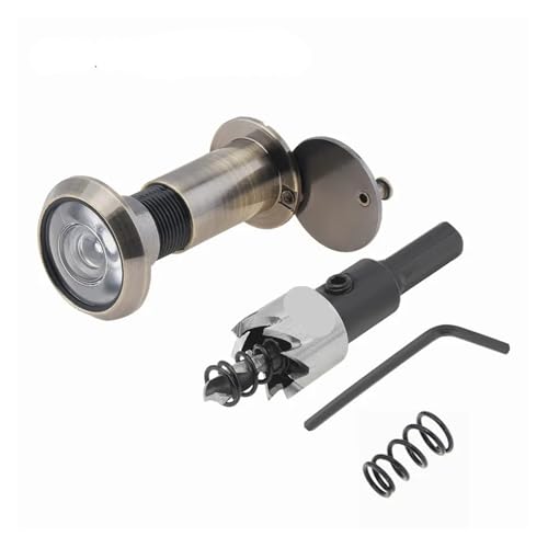 TüRspion 16mm 200 Grad Türspion Guckloch Glaslinse Weitwinkel Messing Peek Gucklöcher for 35-60mm Türstärke TüRspion Ohne Bohren(Bronze Set) von YANSHUYU