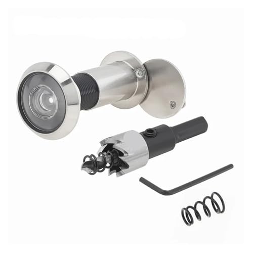 TüRspion 16mm 200 Grad Türspion Guckloch Glaslinse Weitwinkel Messing Peek Gucklöcher for 35-60mm Türstärke TüRspion Ohne Bohren(Brushed Nickel Set) von YANSHUYU