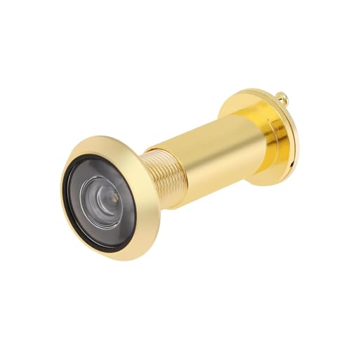 TüRspion 16mm 200 Grad Türspion Guckloch Glaslinse Weitwinkel Messing Peek Gucklöcher for 35-60mm Türstärke TüRspion Ohne Bohren(Gold) von YANSHUYU