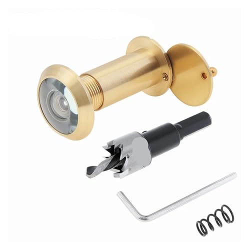 TüRspion 16mm 200 Grad Türspion Guckloch Glaslinse Weitwinkel Messing Peek Gucklöcher for 35-60mm Türstärke TüRspion Ohne Bohren(Oil Gold Set) von YANSHUYU