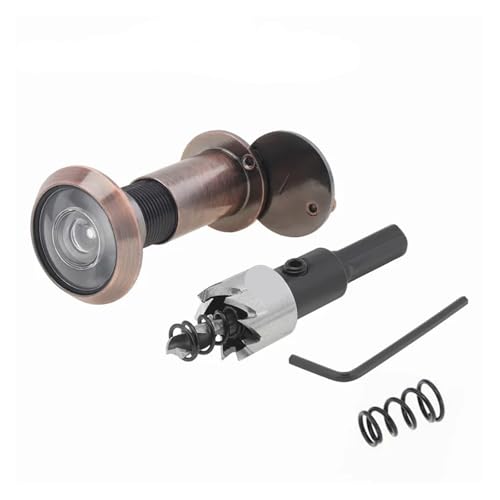 TüRspion 16mm 200 Grad Türspion Guckloch Glaslinse Weitwinkel Messing Peek Gucklöcher for 35-60mm Türstärke TüRspion Ohne Bohren(Red Bronze Set) von YANSHUYU