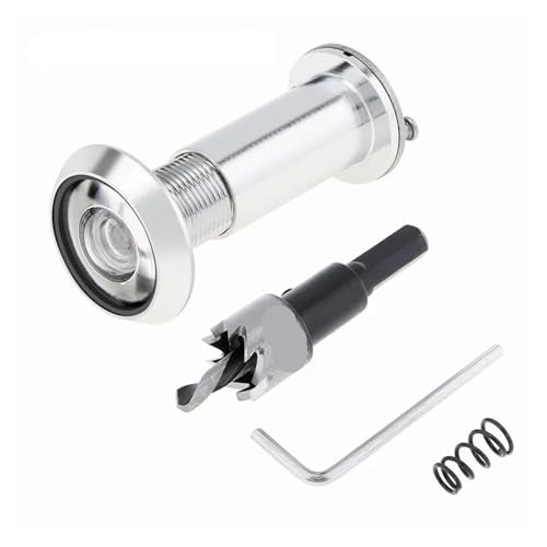 TüRspion 16mm 200 Grad Türspion Guckloch Glaslinse Weitwinkel Messing Peek Gucklöcher for 35-60mm Türstärke TüRspion Ohne Bohren(Silver Set) von YANSHUYU