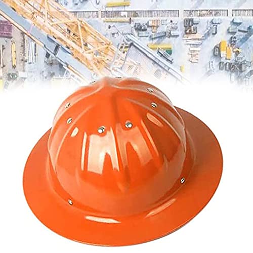 YANSQH Schutzhelm Bauhelm, Breitseitiger Helm Bauhelm Aluminium Hard, mit Verstellbarem Verschluss, Belüftet, Kopfumfang 52 – 64 cm,Orange von YANSQH