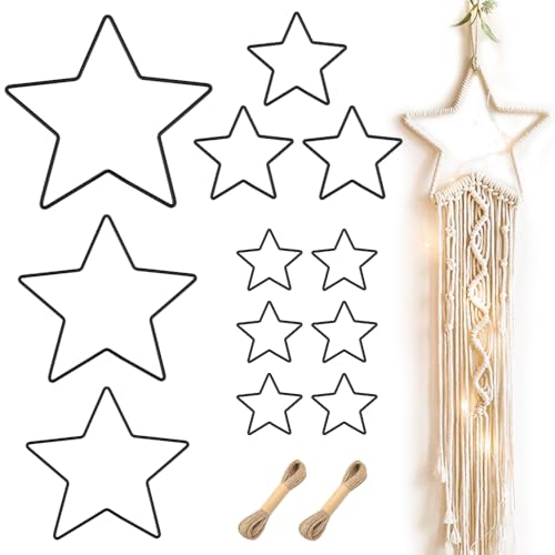 12 Stück Metallstern 30/25/20/10/5cm, Schwarze Weihnachtsdeko Metallsterne zum Hängen mit 20M Juteschnur für Traumfänger Wanddeko Weihnachtsdeko 12 Stück Metallstern 30/25/20/10/5cm, Schwarze Weihnachtsdeko Metallsterne zum Hängen mit 20M Juteschnur für Traumfänger Wanddeko Weihnachtsdeko von YANSYUN
