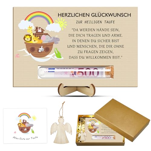 Geldgeschenk zur Taufe, Taufe Geldgeschenk für Mädchen Junge, Taufgeschenk Patenkind, Reagenzglas Holz Taufkarte Geldgeschenke Verpackung, Geld Verschenken für Taufkind Geld Gutschein Taufe Geschenk von YANSYUN