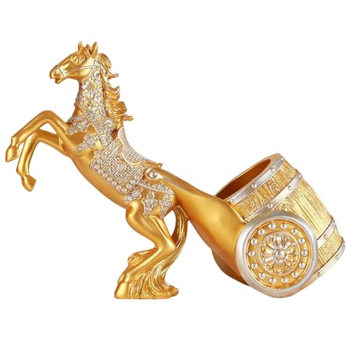 YANTIANCAI Weinflaschenhalter mit Pferdemotiv, dekorativ, stehend, Tierfigur, Tisch-Weinregal, Präsentationsständer (Golden) von YANTIANCAI