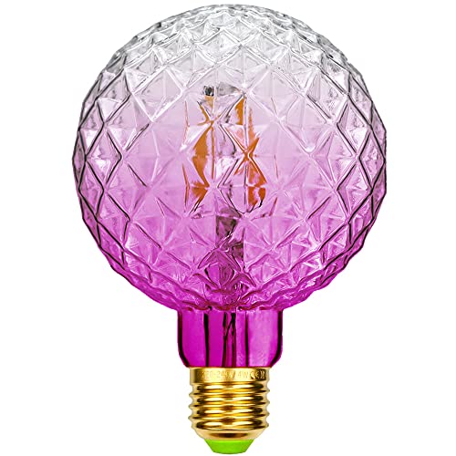 YANUODA Dekorative LED-Birnen G95 Kristall 4W LED-Glühfaden 220-240V 2700K Warmweiß Farbverlauf Serie Edsion Birne E27 (Rosa) von YANUODA