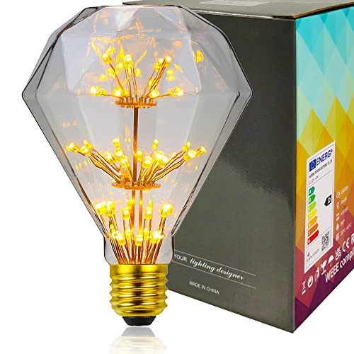 YANUODA LED Glühbirne Vintage Glühbirne 3W 2200 Kelvin Warmes Licht E27 G95 Feuerwerk Deko Edison Birne (Diamant) von YANUODA