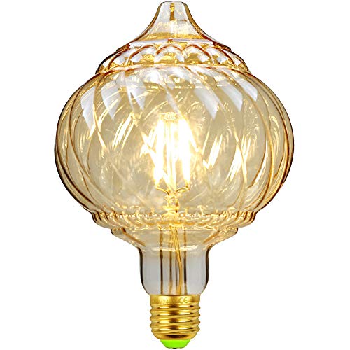 YANUODA Led Birne Vintage Glühbirne G125 4W 2500K Warmweiß 220-240V E27 Edison Dekorative Glühbirne (Kürbis) von YANUODA