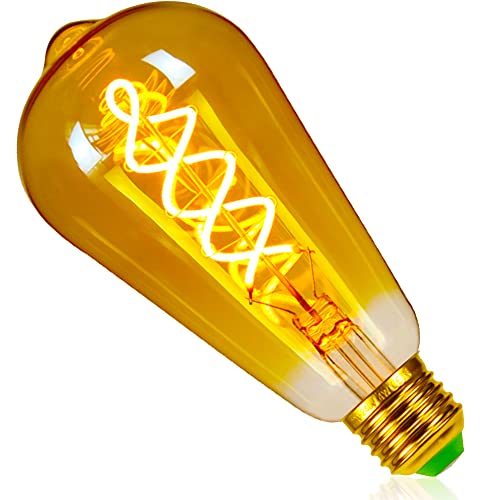 YANUODA Vintage LED-Glühbirne Edison-Glühbirne Spiralfaden 4 W dimmbar 2000 K Wärmeglühen DIY dekorative Glühbirne 220-240 V E27 (ST64) von YANUODA
