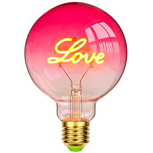 YANUODA Vintage LED-Lampenbirne Gradient Pink Big Globe G95 Edison LED-Glühbirne 4W Dimmbare dekorative Glühbirne 220-240V E27 von YANUODA