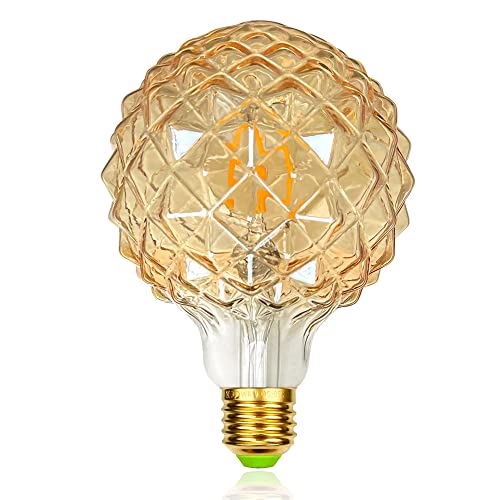 YANUODA Vintage Led Birne G95 Edison Birne 4W 2700K Warmweiß Durian Form DIY Dekorative Glühbirne 220-240V E27 (Golden) von YANUODA