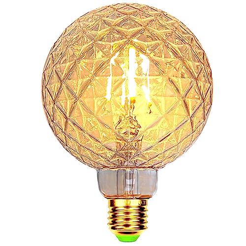 YANUODA Vintage Led Birne G95 Edison Birne 4W 2700K Warmweiß Kristall DIY Dekorative Glühbirne 220-240V E27 (Transparent) von YANUODA