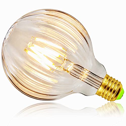 YANUODA Vintage Led Birne G95 Edison Birne 4W 2700K Warmweiß Melonenform DIY Dekorative Glühbirne 220-240V E27 (Transparent) von YANUODA