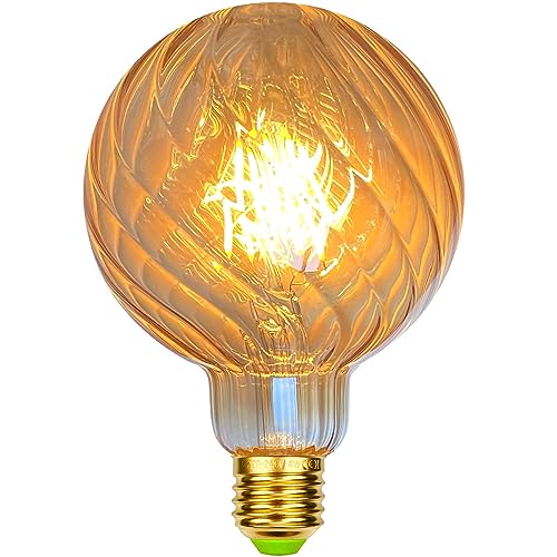 YANUODA Vintage Led Birne G95 Edison Birne 4W 2700K Warmweiß Swirl DIY Dekorative Glühbirne 220-240V E27 (Golden) von YANUODA