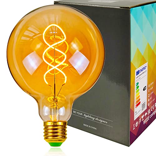 YANUODA Vintage Led Glühbirne G125 4W Dimmbare LED Filament Edison Birne DIY Dekorative Glühbirne 220/240V E27 (Globus) von YANUODA