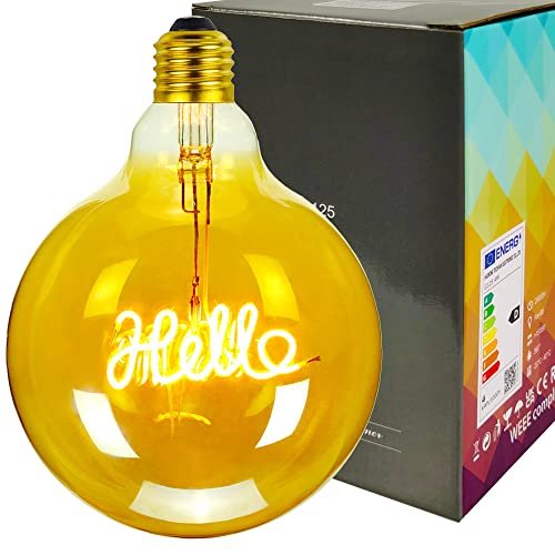 YANUODA Vintage Led Glühbirne G125 Big Globe 2000Kelvin 4W Dimmbar Alphabet Filament Tischlampe Glühbirne Dekorative Glühbirnen 220 / 240V E27 (Hello Pendant) von YANUODA