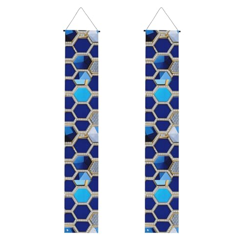 Blaue Sechsecke und Diamantdruck, praktisches Design als Hintergrund für die Aufbewahrung, speziell für Feiern von YANYU