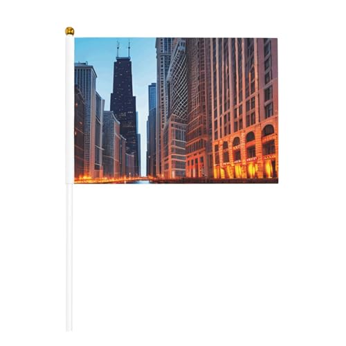 Chicago Illinois USA Druck Handheld Fahnenmast Tragbare Flaggen Dekor Events Vielseitige Verwendung Gruppenaktivitäten Chicago Illinois USA Druck Handheld Fahnenmast Tragbare Flaggen Dekor Events Vielseitige Verwendung Gruppenaktivitäten von YANYU