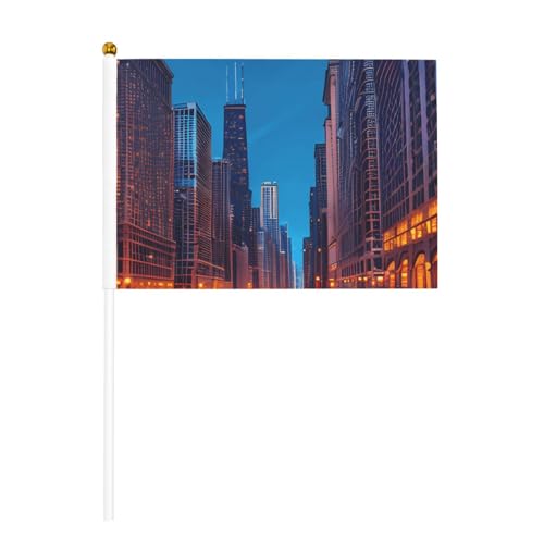 Chicago Night Print Hand-Fahnenmast, tragbare Flaggen, Dekoration, Veranstaltungen, vielseitige Verwendung, Gruppenaktivitäten Chicago Night Print Hand-Fahnenmast, tragbare Flaggen, Dekoration, Veranstaltungen, vielseitige Verwendung, Gruppenaktivitäten von YANYU