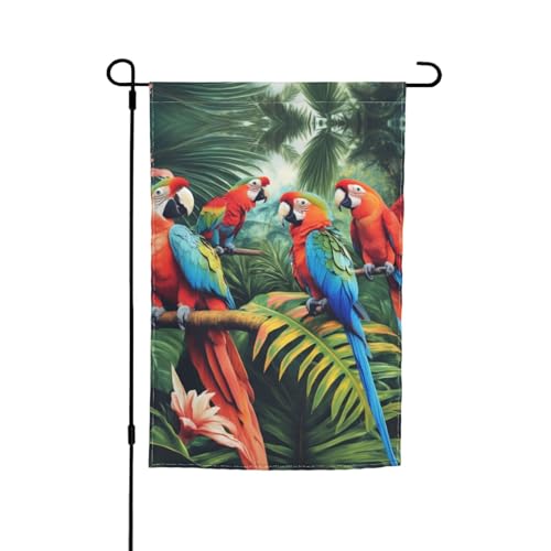 Flagge mit tropischen Pflanzen und Papageien, für jeden Anlass, Gartenflagge, Ganzjahresflagge, Outdoor-Flagge, Hofdekoration für Terrassen Flagge mit tropischen Pflanzen und Papageien, für jeden Anlass, Gartenflagge, Ganzjahresflagge, Outdoor-Flagge, Hofdekoration für Terrassen von YANYU