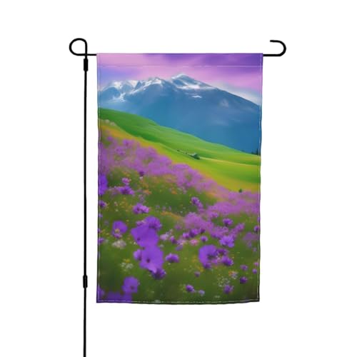Gartenflagge, Natur, Lila, Blumen, Wiese, Berge, malerischer Druck, für jeden Anlass, Gartenflagge, Ganzjahresflagge, Hofdekoration für Terrassen Gartenflagge, Natur, Lila, Blumen, Wiese, Berge, malerischer Druck, für jeden Anlass, Gartenflagge, Ganzjahresflagge, Hofdekoration für Terrassen von YANYU