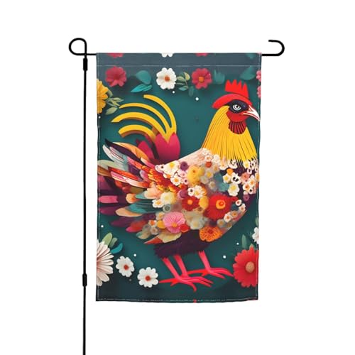 Gartenflagge für alle Jahreszeiten, Blumen- und Hühnerherz-Design, für jeden Anlass, Hof-Dekoration Gartenflagge für alle Jahreszeiten, Blumen- und Hühnerherz-Design, für jeden Anlass, Hof-Dekoration von YANYU