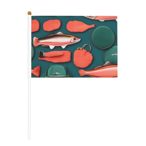 Hand-Fahnenmast mit Lachsmuster, tragbare Flaggen, Dekoration, Veranstaltungen, vielseitige Verwendung, Gruppenaktivitäten Hand-Fahnenmast mit Lachsmuster, tragbare Flaggen, Dekoration, Veranstaltungen, vielseitige Verwendung, Gruppenaktivitäten von YANYU