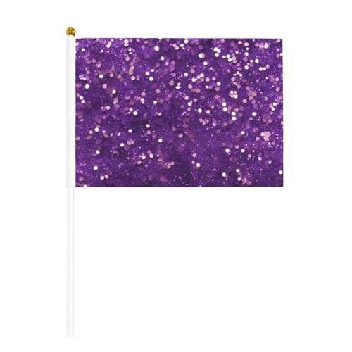 Hand-Fahnenmast mit schönem violettem Glitzer-Druck, tragbare Flaggen, Dekoration, Veranstaltungen, vielseitige Verwendung, Gruppenaktivitäten Hand-Fahnenmast mit schönem violettem Glitzer-Druck, tragbare Flaggen, Dekoration, Veranstaltungen, vielseitige Verwendung, Gruppenaktivitäten von YANYU