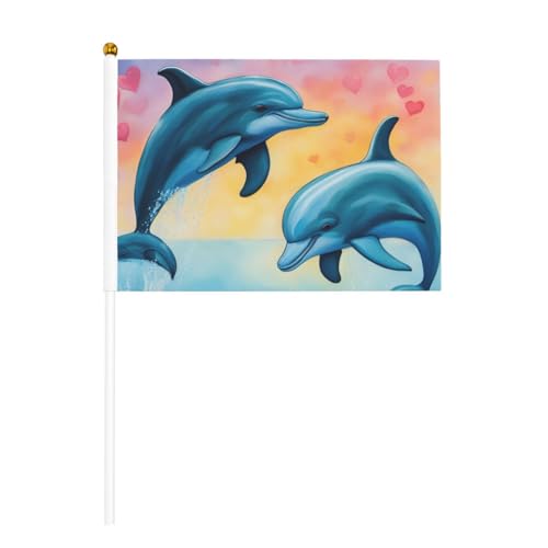 Handflaggenmast mit Delfinen in Love Druck, tragbare Flaggen, Dekoration, Veranstaltungen, vielseitige Verwendung, Gruppenaktivitäten Handflaggenmast mit Delfinen in Love Druck, tragbare Flaggen, Dekoration, Veranstaltungen, vielseitige Verwendung, Gruppenaktivitäten von YANYU