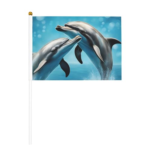 Handflaggenmast mit Delfinen in Love Druck, tragbare Flaggen, Dekoration, Veranstaltungen, vielseitige Verwendung, Gruppenaktivitäten Handflaggenmast mit Delfinen in Love Druck, tragbare Flaggen, Dekoration, Veranstaltungen, vielseitige Verwendung, Gruppenaktivitäten von YANYU