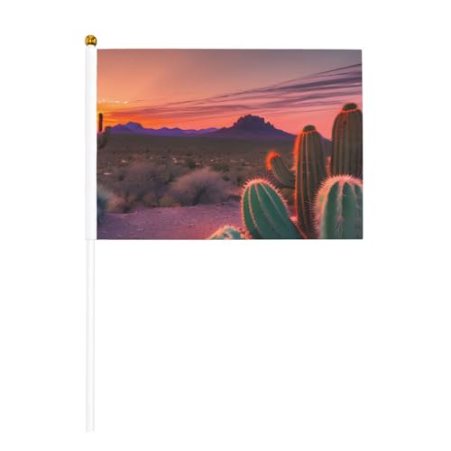 Handflaggenmast mit Kaktuswüsten-Sonnenuntergang, tragbare Flaggen, Dekoration, Veranstaltungen, vielseitige Verwendung, Gruppenaktivitäten von YANYU