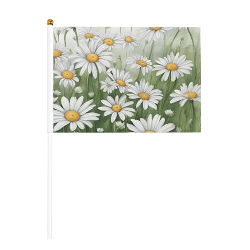 Handflaggenmast mit weißem Gänseblümchen-Druck, tragbare Flaggen, Dekoration, Veranstaltungen, vielseitige Verwendung, Gruppenaktivitäten von YANYU