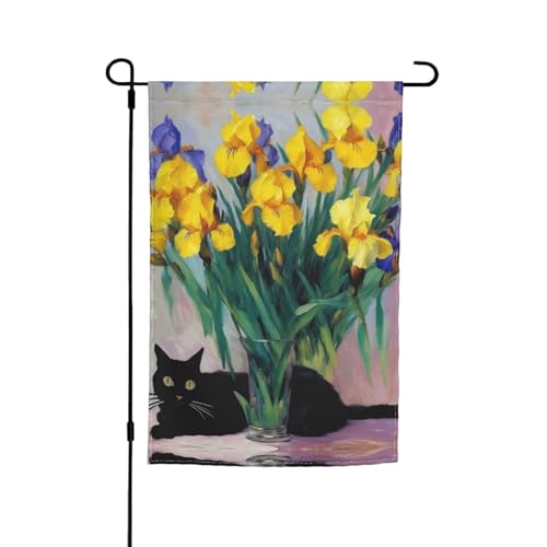 Katze Blume Verzierung Druck jeden Anlass Flagge Gartenflagge Ganzjahresflagge Outdoor Flagge Hofdekoration für Terrassen Flagge von YANYU