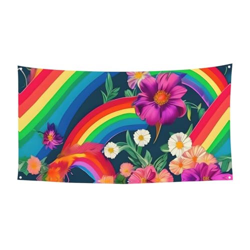 Rainbow Flowersprint Festliche Party Banner Dekoration Karneval Halloween Indoor und Outdoor Jubiläum von YANYU