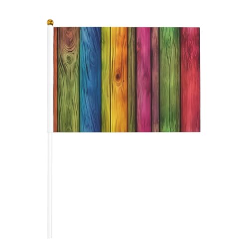 Regenbogenfarbener Holzhintergrunddruck, handlicher Fahnenmast, tragbare Flaggen, Dekoration, Veranstaltungen, vielseitige Verwendung, Gruppenaktivitäten von YANYU
