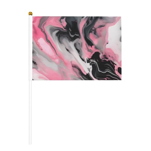 Tragbarer Flaggenstock mit abstrakter Tinte, Rosa, Marmor, Grau, Kunstdruck, Flaggen, Veranstaltungsdekoration, vielseitiger Einsatz, Gruppenaktivitäten von YANYU