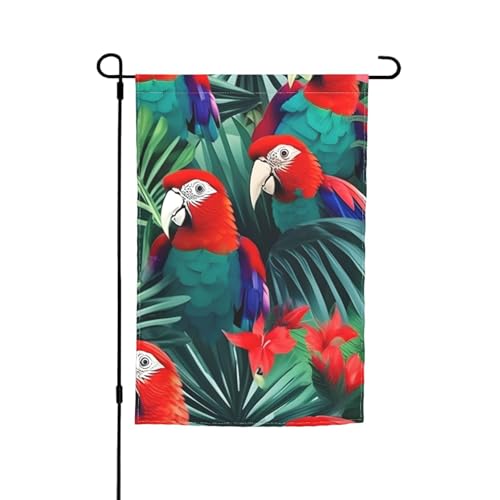 Tropische Blume, Papageien-Druck, für jeden Anlass, Gartenflagge, ganzjährig, Outdoor-Flagge, Hofdekoration für Terrassen von YANYU