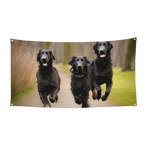 Trotting Flat Coated Retrievers Pawprint Festive Party Banner Decoration Carnival Halloween Indoor And Outdoor Anniversary von YANYU