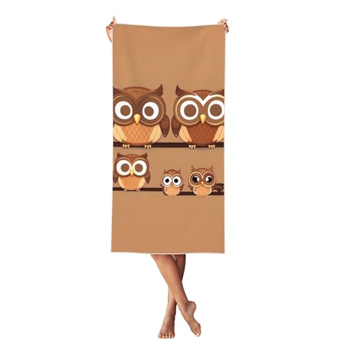 YANYU Badetuch, Strandtuch, groß, braun, Cartoon-Eulen-Druck, für Erwachsene, schnell trocknend, leicht, für den Sommer YANYU Badetuch, Strandtuch, groß, braun, Cartoon-Eulen-Druck, für Erwachsene, schnell trocknend, leicht, für den Sommer von YANYU