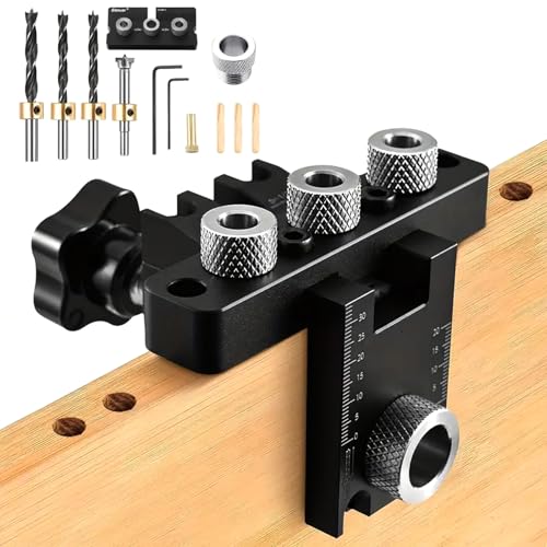 3-In-1 Pocket Hole Jig Kit, Bohrschablone,Taschenloch Holzdübel Bohrschablone Set Mit Positionierungsclip,Pocket Hole Jig Kit,Holzdübel Bohrschablone Einstellbare Bohrführung Puncher Locator von YAOBAO