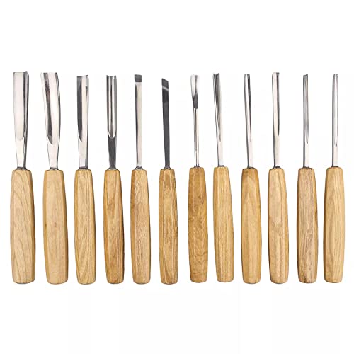 Holz Schnitzwerkzeuge Meißel Set für Holzbearbeitung, Meißel Hand Meißel Schnitzmesser für Anfänger Schnitzmeißel 12-teilige Satz professionelle Holz Hand Holz Drehmaschine Meißel Drehwerkzeuge von YAOBAO