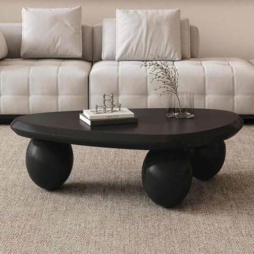 YAOBAO Ovaler Couchtisch, Moderne Niedliche Couchtische, Unregelmäßiger, Einfacher Teetisch Für Kleine Räume, Beistelltisch Für Wohnzimmer, Zuhause, Büro, Innenbereich,Black 100x70x30cm von YAOBAO