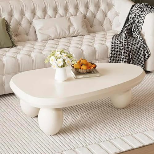 YAOBAO Ovaler Couchtisch, Moderne Niedliche Couchtische, Unregelmäßiger, Einfacher Teetisch Für Kleine Räume, Beistelltisch Für Wohnzimmer, Zuhause, Büro, Innenbereich,White 100x70x30cm von YAOBAO
