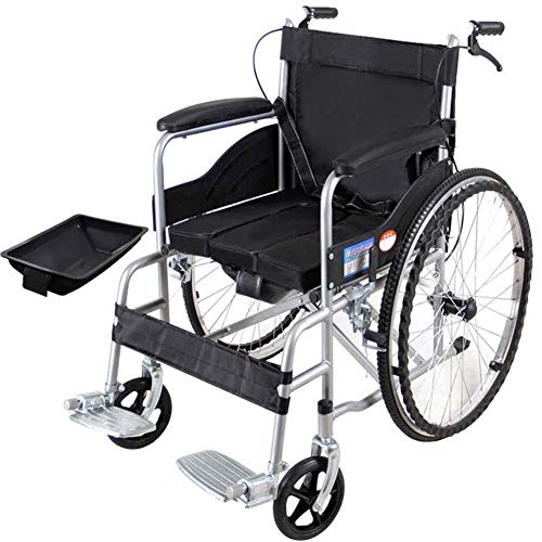 YAOBAO Rollstuhltransport Rollstuhl,Klappbarer Transportstuhl Mit Toilettensitz Und Handbremsen,Sitz Aus Stahl/Oxford-Stoff Für Erwachsene Easy Transfer,Gitter,B von YAOBAO