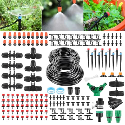 YAOBLUESEA 315PCS Bewässerung Garten Set 60+15M DIY Garten Bewässerungssystem Gartenbewässerung Pflanzen Bewässerungssystem Outdoor Gewächshaus Beregnungsanlage Garten Zubehör für BlumenRasen Terrasse von YAOBLUESEA
