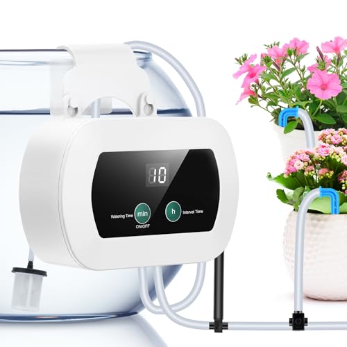 YAOBLUESEA Automatische Bewässerung Pflanzen Bewässerungssystem Tropfbewässerung Indoor Garten Bewässerung Zimmerpflanzen Bewässerung mit 10M Rohr Antisiphon 10 Tropfer für Indoor Gewächshaus Balkon von YAOBLUESEA