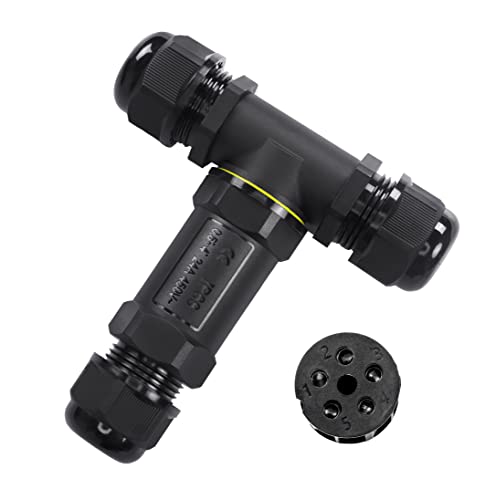 Kabelverbinder Wasserdicht IP68 2-5 Polig für Ø3-11 mm Verbindungsmuffe Erdkabel Abzweigdose,Verteilerdose Außen,Garten Kabelmuffe (1, Typ T 5 Polig) von YAODHAOD
