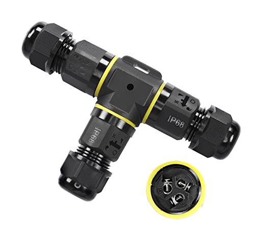 Kabelverbinder Wasserdicht IP68 2-5 Polig für Ø3-11 mm Verbindungsmuffe Erdkabel Abzweigdose,Verteilerdose Außen,Garten Kabelmuffe (1, Typ T 3 Polig) von YAODHAOD