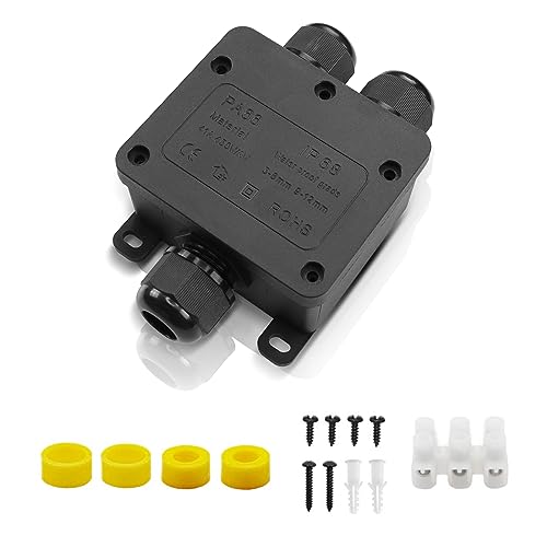 Abzweigdose Wasserdicht IP68 Kabelverbinder Erdkabel Junction Box,Verteilerdose Aufputz,Wasserdichte Verteilerdose 2-4 Wege,Ø5mm-10mm kabel für außen garten outdoor(0.5-2.5mm ², 3 Ports B) von YAODHAOD
